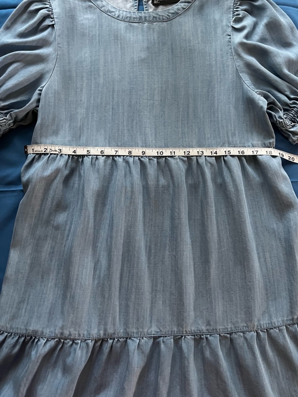 New York & Company Blue Chambray Tiered Midi Dress - Picture 6 of 7